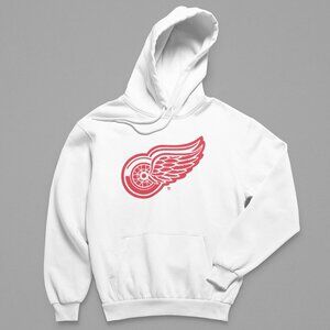 NEW Detroit Red Wings Team Color Pop Big Logo Fleece Pullover Hoodie WHITE